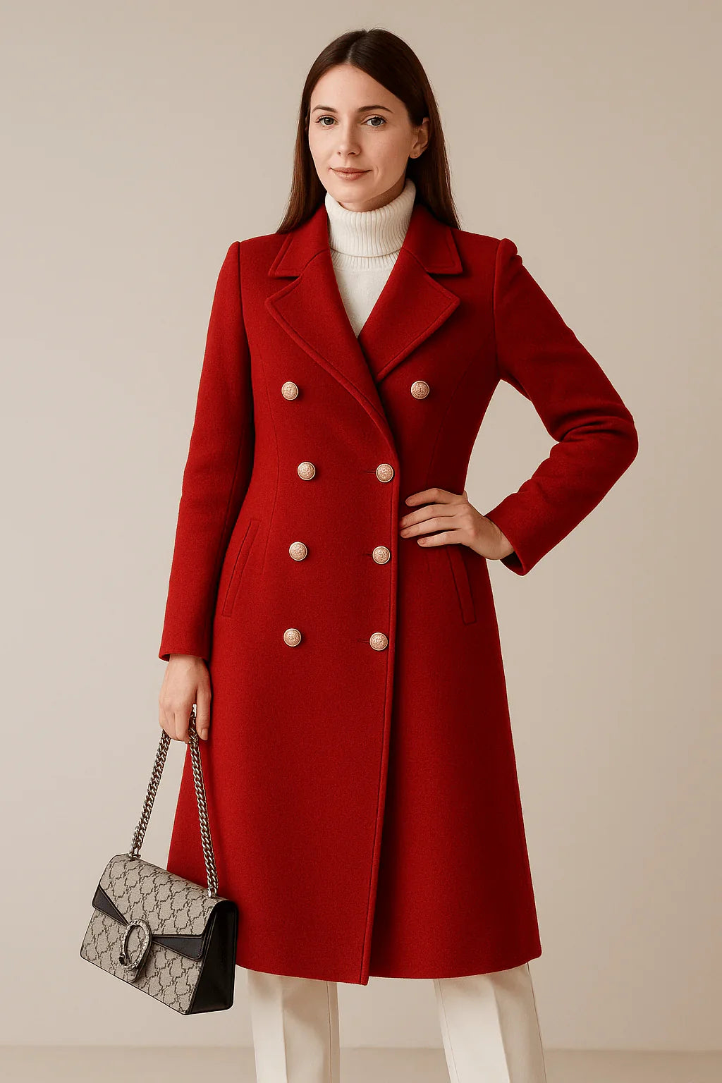 Elspeth – Women’s Tailored Wool Trench Coat Double-Breasted Elegance