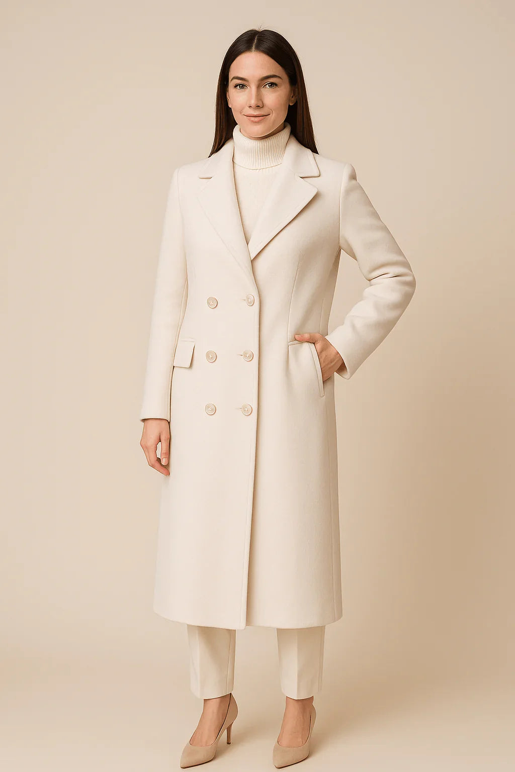 Elspeth – Women’s Tailored Wool Trench Coat Double-Breasted Elegance