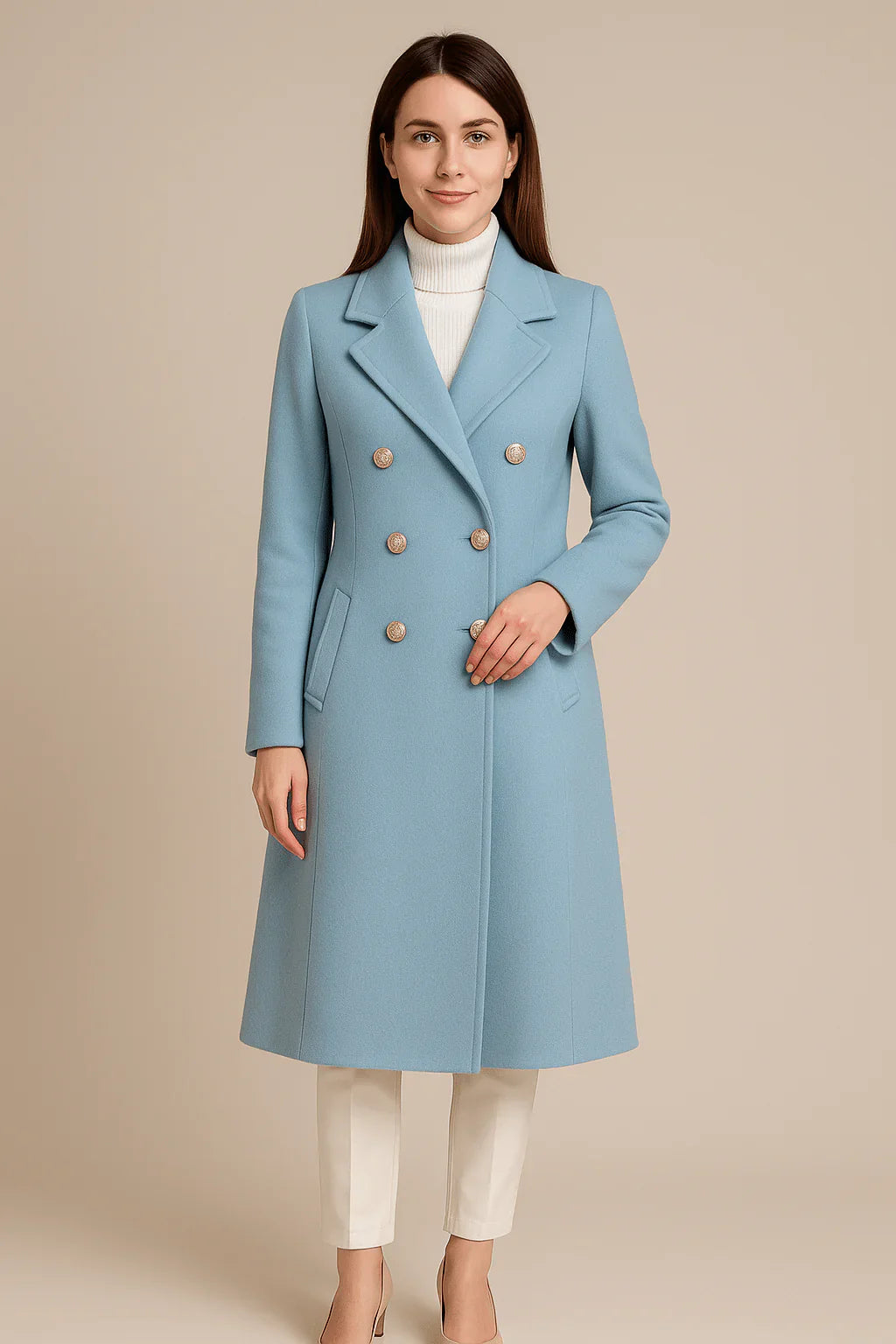 Elspeth – Women’s Tailored Wool Trench Coat Double-Breasted Elegance