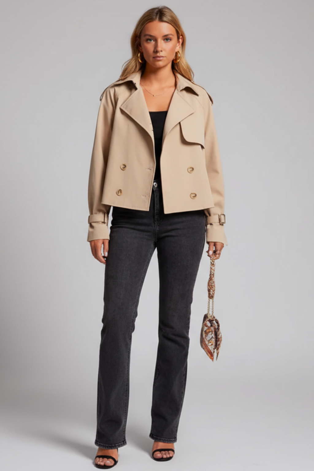 Women’s Cropped Double-Breasted Coat