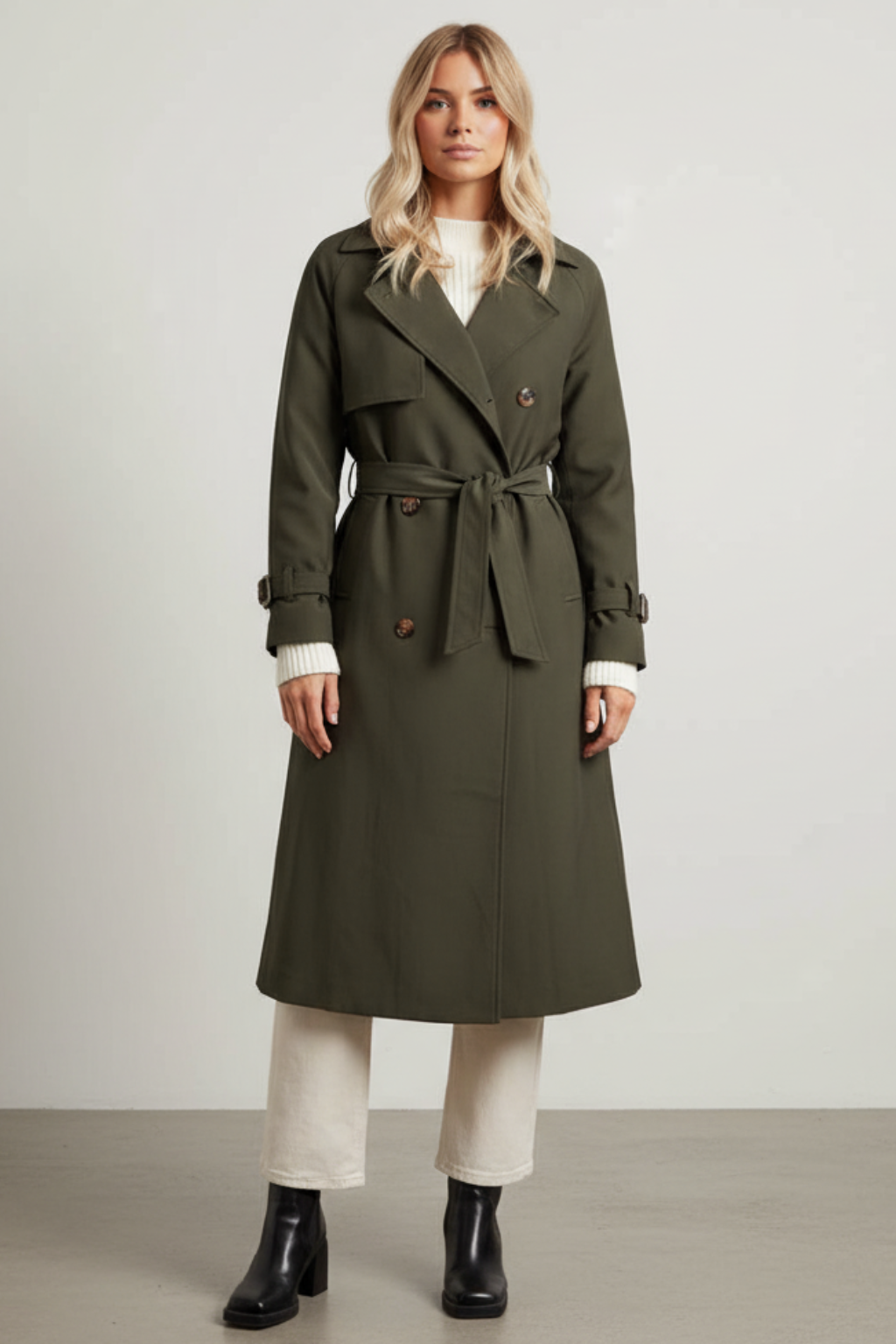 Women’s Double-Breasted Longline Trench Coat