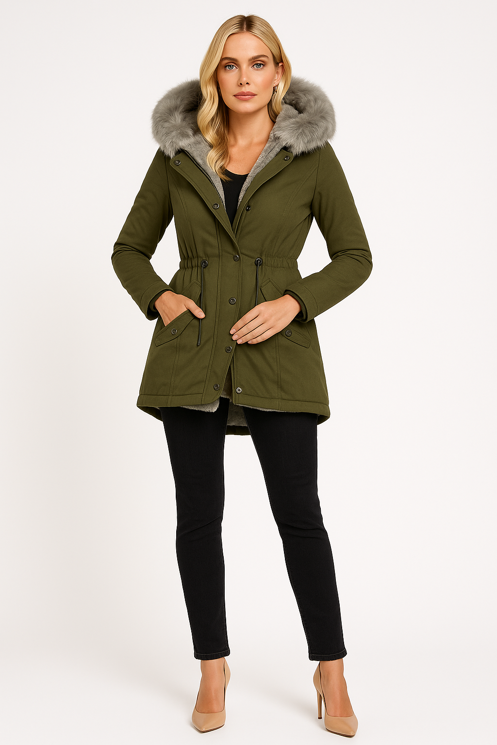 Women’s Fur Lined Hooded Parka Jacket
