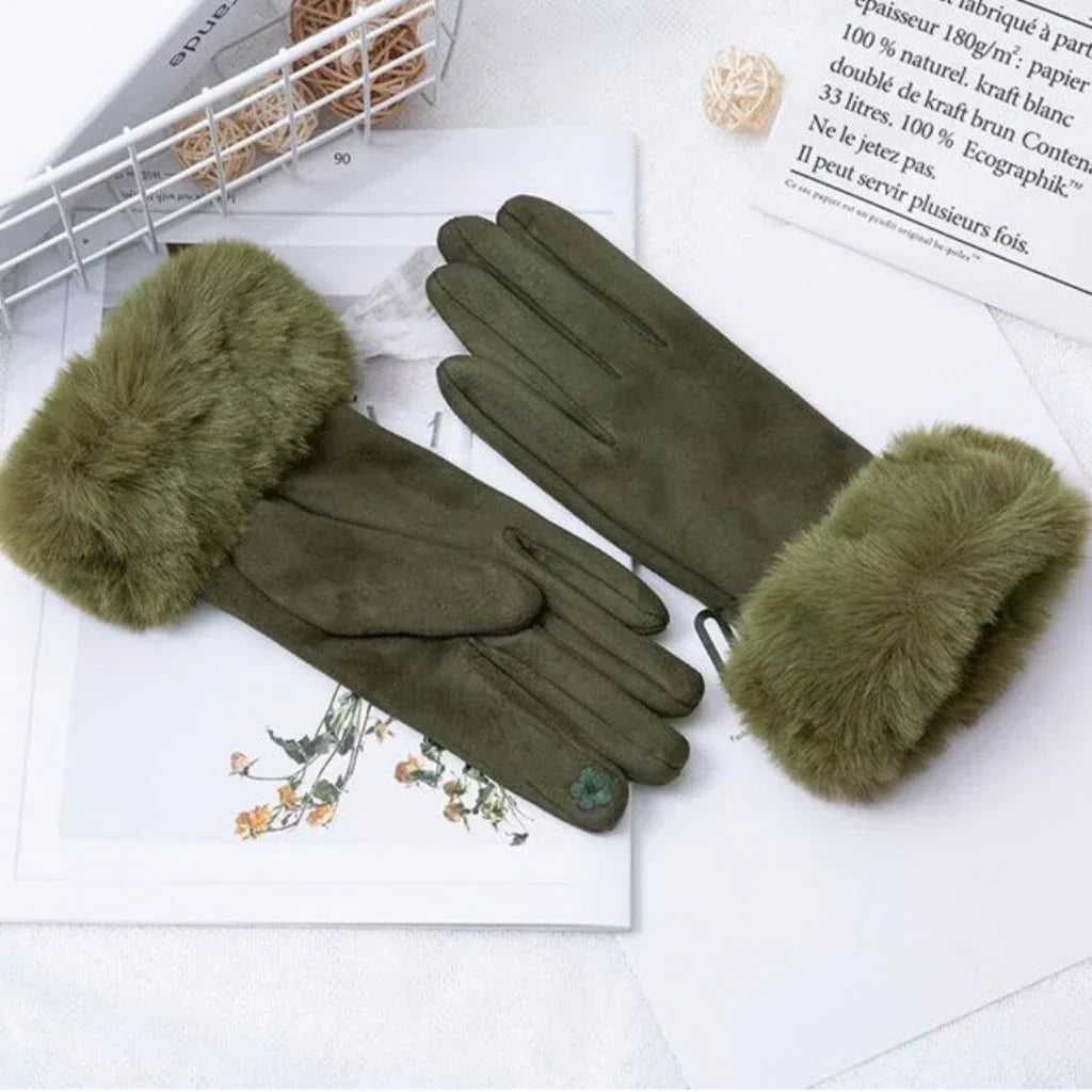 Sweden Gloves with Imitation Fur - VelvetGlam