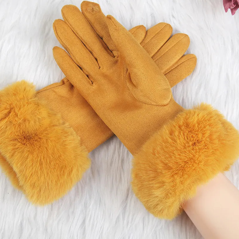 Sweden Gloves with Imitation Fur - VelvetGlam